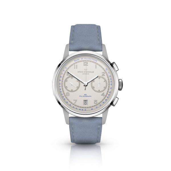 MD Pulsograph White with Blue Suede Strap